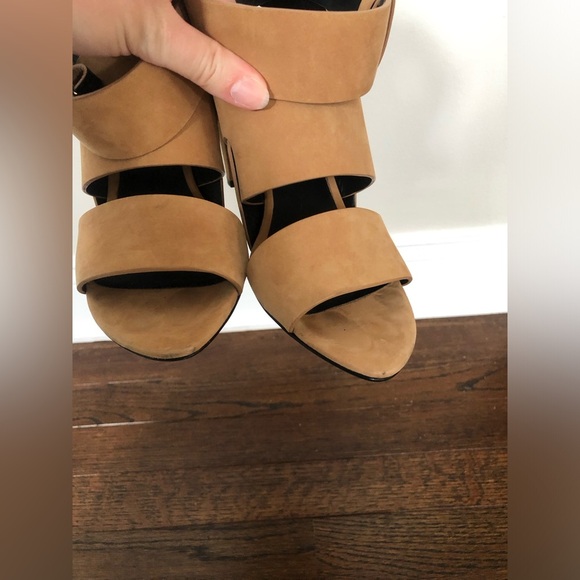 Alexander Wang Women's 37 (6.5) Katya Chunky-Heel Nubuck Suede Camel Sandal/Heel - Picture 10 of 14